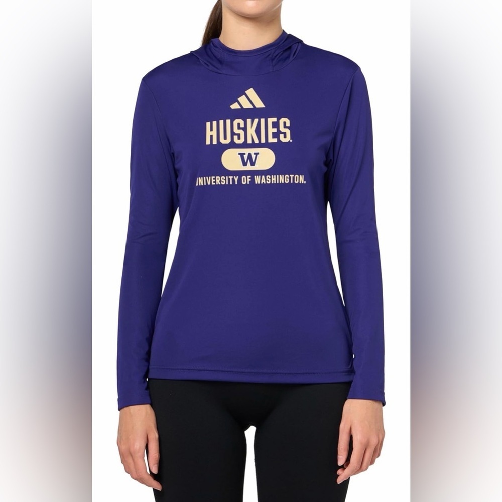 University of Washington Huskies Purple Lightweight Hoodie Adidas NWT Size XS